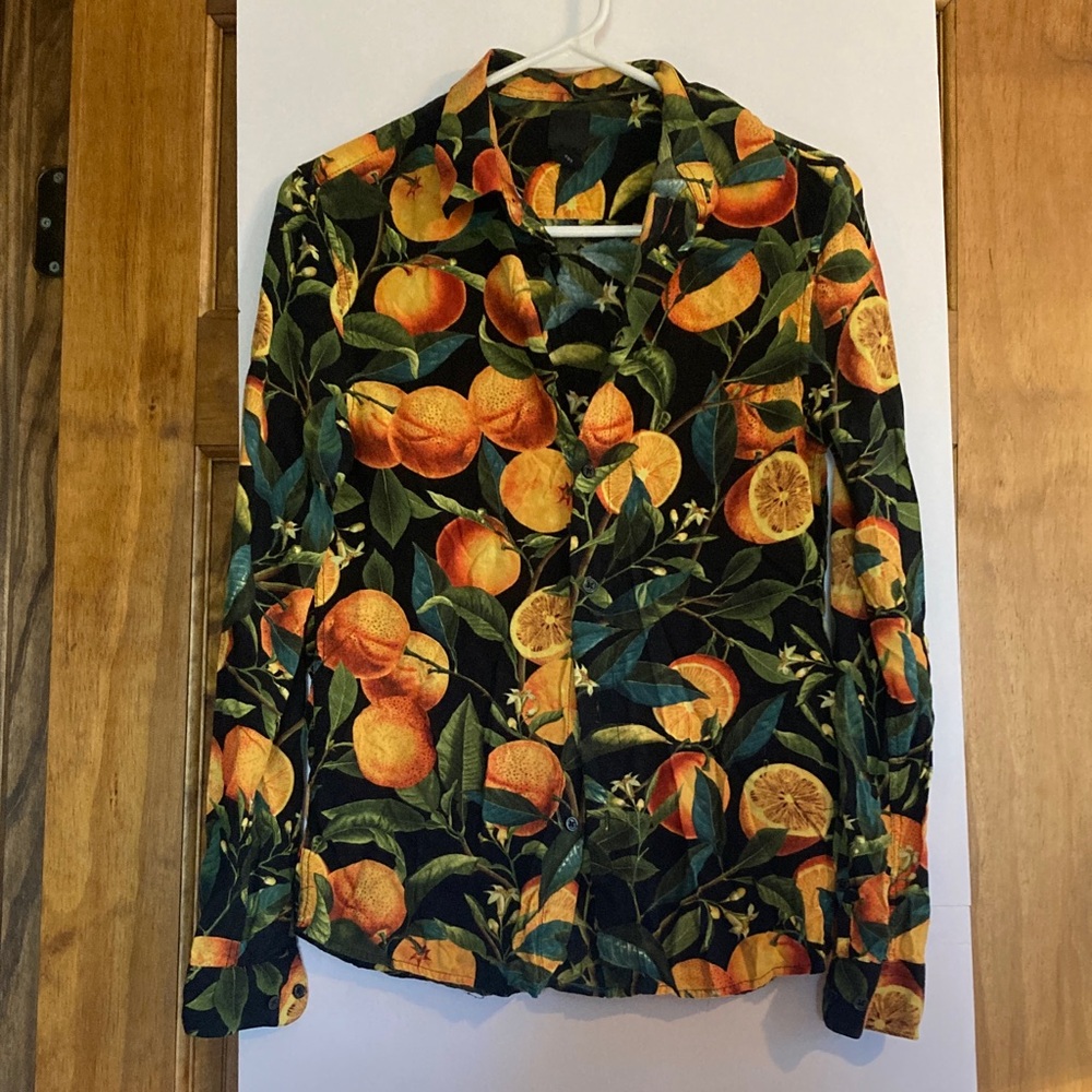 H&M Vibrant Citrus Print Women's Blouse